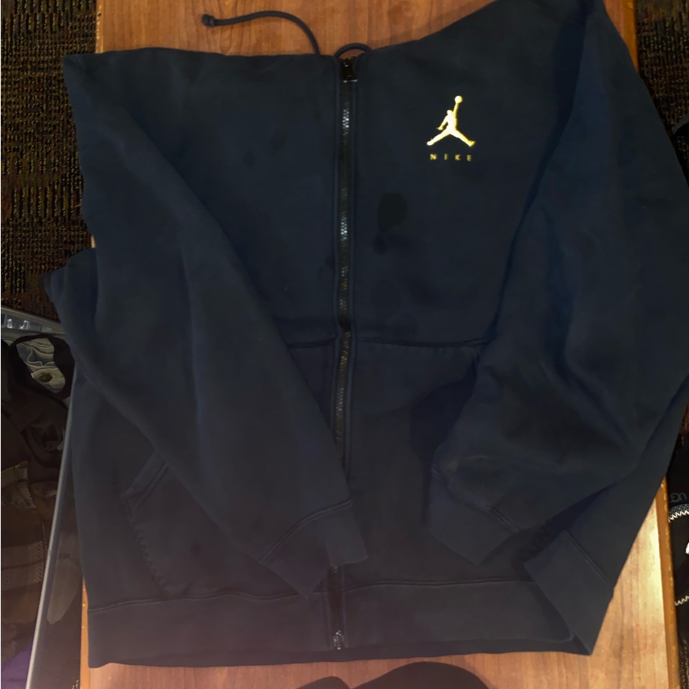 Nike Jordan Navy Zip-Up Jacket with Gold Jumpman